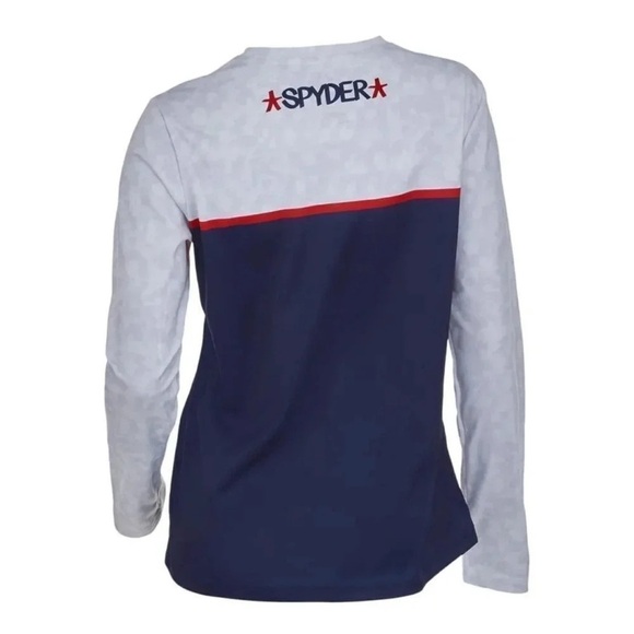 Spyder Women's Usa Snow Crew Graphic Top -XS White NWT - Picture 2 of 5